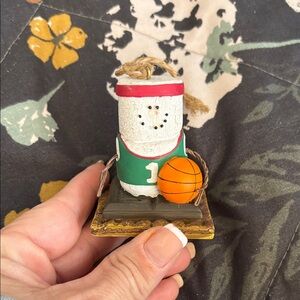 Holiday Basketball Snowman Ornament - Green Jersey